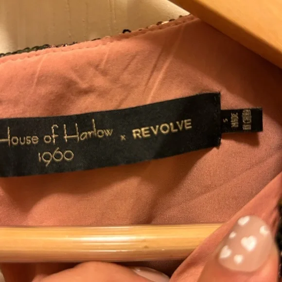 House of Harlow 1960 Lia Top Rose Gold Floral Shirt Sz Small - Picture 2 of 14